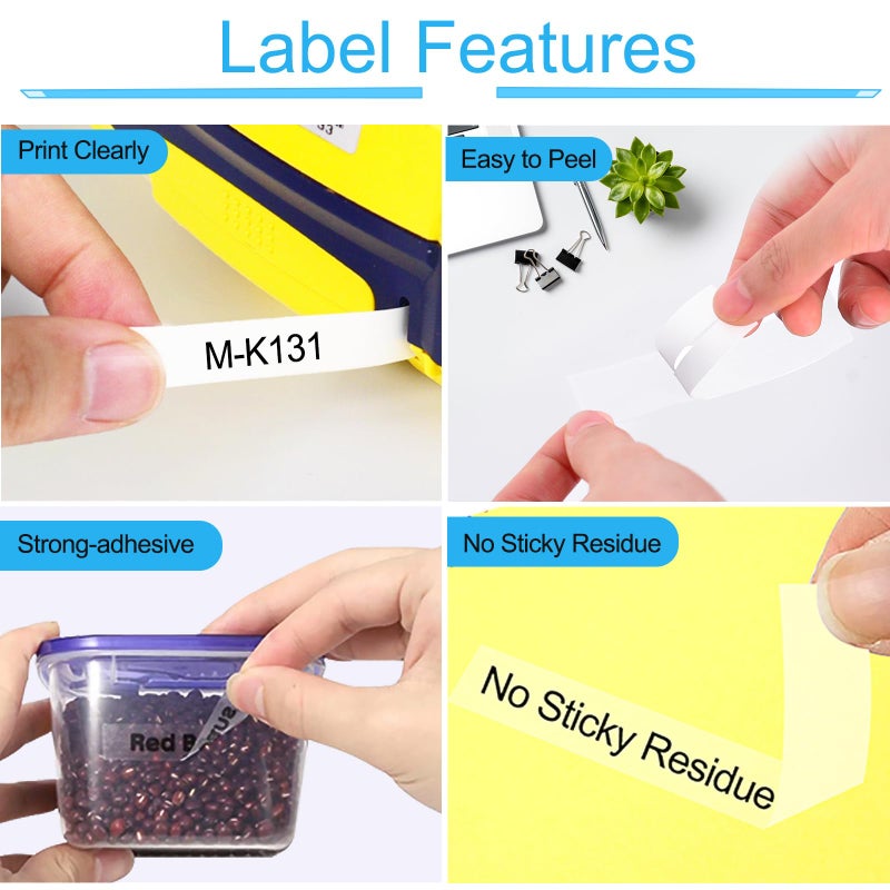 SuperInk 4 Pack Compatible for Brother Ptouch M Tape MK131 M-K131 M131s 0.47 Inch 12mm 1/2'' Black on Clear M Label Tape for Ptouch PTM95 PT85 PT65 PT90 PT-85 Label Maker Refills - Image 4